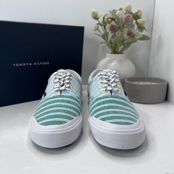 Tommy Hilfiger Pallet 5 Sneakers Green Multi Texture Stripe Men's 10.5M NWB - Picture 2 of 10